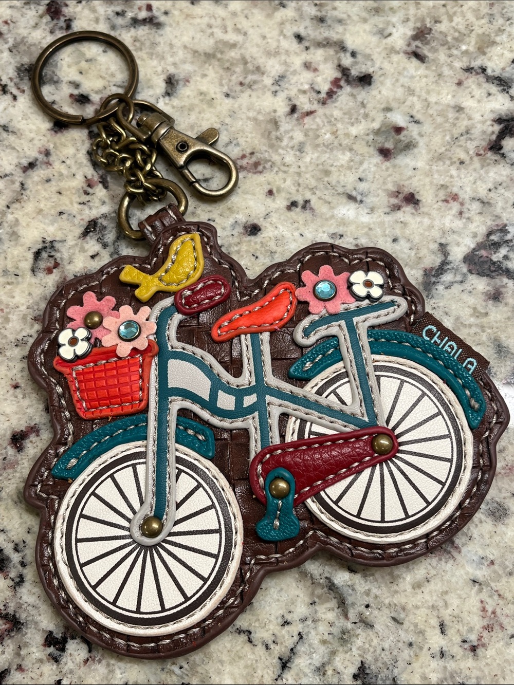 Chala Bike Ride Appliqué Key Fob Coin Purse EUC - Picture 3 of 3